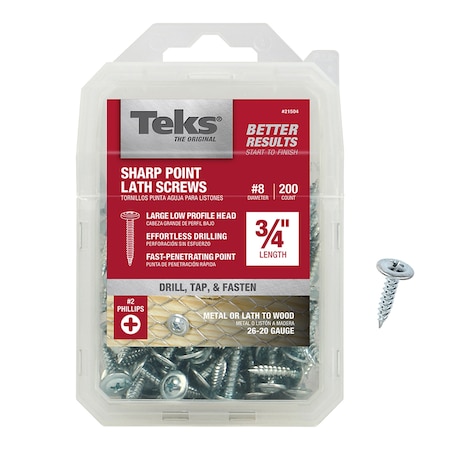 Sheet Metal Screw, #8 X 3/4 In, Zinc Plated Truss Head Phillips Drive, 200 PK